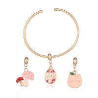 Zinc Alloy Jewelry Sets bangle & pendant gold color plated 3 pieces & enamel golden nickel lead & cadmium free 59mm   Sold By Set