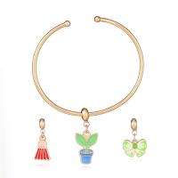Zinc Alloy Jewelry Sets bangle & pendant gold color plated 3 pieces & for children & enamel golden nickel lead & cadmium free 59mm   Sold By Set