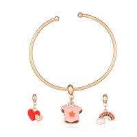 Zinc Alloy Jewelry Sets bangle & pendant gold color plated 3 pieces & for children & enamel golden nickel lead & cadmium free 59mm  Sold By Set