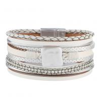 PU Leather Cord Bracelets with Shell Unisex & with rhinestone Sold By PC
