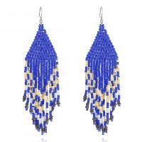 Fashion Fringe Earrings, Seedbead, with Iron, silver color plated, fashion jewelry, more colors for choice, nickel, lead & cadmium free, 32x122mm, Sold By Pair