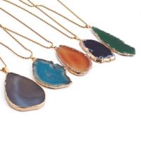 Agate Necklace Stainless Steel with Agate & Zinc Alloy gold color plated fashion jewelry Length 23.62 Inch Sold By PC