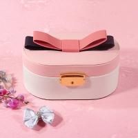 Multifunctional Jewelry Box PU Leather with Flocking Fabric Double Layer & portable Sold By PC