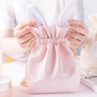 Real Silk Cosmetic Storage Bag, portable & with fluffy ball & cute, more colors for choice, 200x70x270mm, Sold By PC