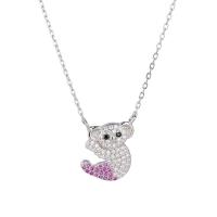 925 Sterling Silver Necklaces Koala plated for woman & with rhinestone silver color Length 45 cm Sold By PC