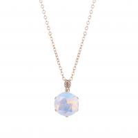 Stainless Steel Jewelry Necklace with Sea Opal plated for woman & with rhinestone Length 45 cm Sold By PC