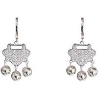 Huggie Hoop Drop Earring, Brass, micro pave cubic zirconia & for woman, silver color, 10-40mm, Sold By Pair