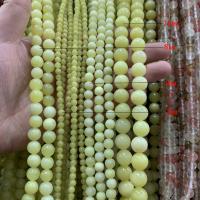 Zitronen Jade Perle, rund, poliert, DIY, grün, verkauft per 38 cm Strang