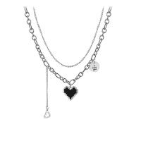 Zinc Alloy smykker halskæde, Heart, for kvinde & emalje, sølv, Længde 45 cm, Solgt af PC