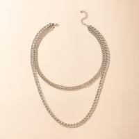 Mode-Multi-Layer-Halskette, Zinklegierung, plattiert, unisex, Silberfarbe, Länge ca. 45 cm, verkauft von PC