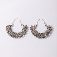 Tibetan Style Drop Earrings, Unisex, silver color, 55x50mm, Sold By Pair