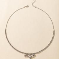 Colar de jóias de liga de zinco, para mulher, prateado, comprimento Aprox 45 cm, vendido por PC
