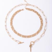 Multi Layer Necklace Zinc Alloy plated multilayer & Unisex golden 36cmuff0c45cm Sold By Set