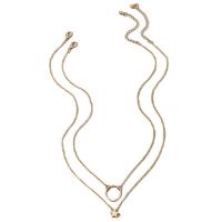 Collar de Aleación de Zinc, chapado, Doble capa & unisexo, dorado, longitud 45.1 cm, Vendido por Set