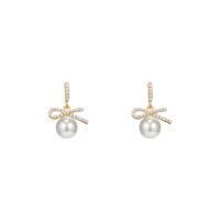 Tibetan Style Drop Earrings, with ABS Plastic Pearl, high quality plated, fashion jewelry & for woman & with rhinestone, golden, 25x3mm, Sold By Pair