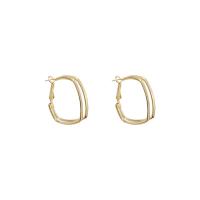 Zinc Alloy Hoop Earring, højkvalitets forgyldt og aldrig fade, mode smykker & for kvinde, gylden, 35x7mm, Solgt af par