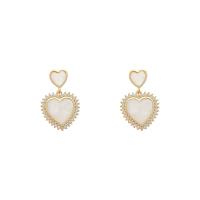Brass Drop Earring, with Acrylic, real gold plated, fashion jewelry & for woman & with cubic zirconia, golden, 25x16mm, Sold By Pair