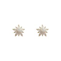Cubic Zirconia Micro Pave Brass Earring, real gold plated, fashion jewelry & for woman & with cubic zirconia, golden, 14x14mm, Sold By Pair