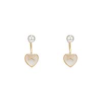 Zinc Alloy Earring Jacket with Moonstone & ABS Plastic Pearl fashion jewelry & for woman golden Sold By Pair