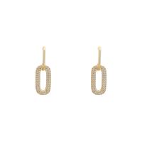 Brass Drop Earring, high quality plated, fashion jewelry & micro pave cubic zirconia & for woman, golden, 33x110mm, Sold By Pair
