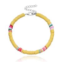 Polymer Clay Anklet, with Tibetan Style, with 1.97 extender chain, plated, fashion jewelry, more colors for choice, 6mm, Sold Per 21 cm Strand