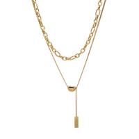 Multi Layer Necklace, Brass, with 1.96inch extender chain, Geometrical Pattern, plated, Double Layer & for woman & with rhinestone, more colors for choice, Length:Approx 13 Inch, Approx 16.5 Inch, Sold By PC