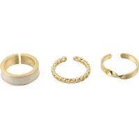 Fashion Brass Ring Set gold color plated three pieces & adjustable & for woman & enamel nickel lead & cadmium free 17mm US Ring .5 Sold By Set