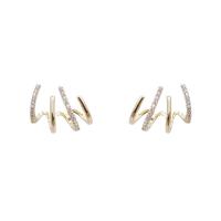 Cubic Zirconia Micro Pave Brass Earring Geometrical Pattern gold color plated micro pave cubic zirconia & for woman nickel lead & cadmium free Sold By Pair