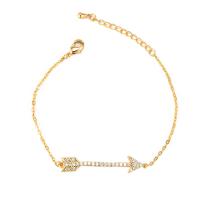 Cubic Zirconia Micro Pave Brass Bracelet, arrowhead, plated, oval chain & micro pave cubic zirconia & for woman, more colors for choice, nickel, lead & cadmium free, 35x5mm, Length:Approx 7 Inch, Sold By PC
