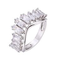 Cúbicos Circonia Micro Pave anillo de latón, metal, chapado en platina real, ajustable & micro arcilla de zirconia cúbica & para mujer, libre de níquel, plomo & cadmio, 23x8.5mm, 3.5mm, tamaño:6-9, Vendido por UD