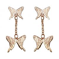 Brass Drop Earring, Butterfly, gold color plated, fashion jewelry & for woman, nickel, lead & cadmium free, 12x28mm, Sold By Pair