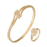 Brass Jewelry Set, plated, different styles for choice & micro pave cubic zirconia & for woman, nickel, lead & cadmium free, 60x3mm, 20x3mm, US Ring Size:6-9, Sold By PC