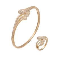 Brass Jewelry Set plated & micro pave cubic zirconia & for woman nickel lead & cadmium free  US Ring Sold By PC