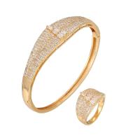 Brass Jewelry Set plated & micro pave cubic zirconia & for woman nickel lead & cadmium free  US Ring Sold By PC