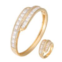 Brass Jewelry Set, plated, different styles for choice & micro pave cubic zirconia & for woman, nickel, lead & cadmium free, 65x8mm, 20x5mm, US Ring Size:6-9, Sold By PC