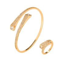 Brass Jewelry Set, plated, different styles for choice & micro pave cubic zirconia & for woman, nickel, lead & cadmium free, 60x3mm, 20x3mm, US Ring Size:6-9, Sold By PC