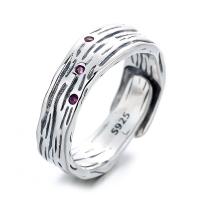 925 Sterling Silver Open Finger Ring, vintage & Adjustable & for woman & with rhinestone, original color, Sold By PC