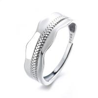 925 Sterling Silver Open Finger Ring, Adjustable & for woman & enamel & hollow, original color, Sold By PC