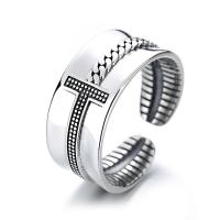 925 Sterling Silver Cuff Finger Ring, Adjustable & different styles for choice & for woman, original color, Sold By PC