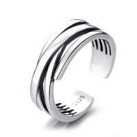 925 de prata esterlina Cuff Ring Finger, Ajustável & para mulher, cor original, vendido por PC