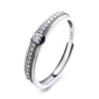 925 Sterling Silver Open Finger Ring, Adjustable & different styles for choice & micro pave cubic zirconia & for woman, original color, Sold By PC