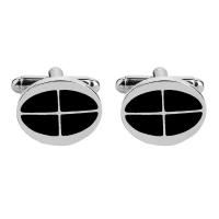 Cufflinks, Tibetan Style, platinum color plated, for man & enamel, 18x15mm, Sold By Pair