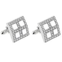 Cufflinks Zinc Alloy platinum color plated for man & with rhinestone Sold By Pair