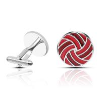 Cufflinks, Brass, platinum color plated, for man & enamel, red, 18x18mm, Sold By Pair