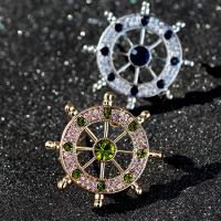 Zinc Alloy Brooches Ship Wheel plated Unisex & with rhinestone nickel lead & cadmium free Sold By PC