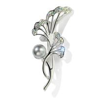 Zinc Alloy Brooches with Shell Pearl plated for woman & with rhinestone nickel lead & cadmium free Sold By PC