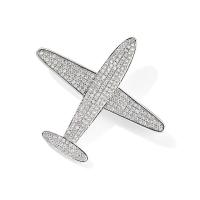 Tibetan Style Brooches, Airplane, platinum plated, micro pave cubic zirconia & for woman, nickel, lead & cadmium free, 40x40mm, Sold By PC