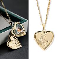 Fashion Locket Necklace Zinc Alloy with brass chain with 1.97inch extender chain Heart plated with photo locket & for woman nickel lead & cadmium free Length Approx 15.75 Inch Sold By PC