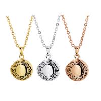 Fashion Locket Necklace, Brass, with 1.97inch extender chain, Round, plated, with photo locket & for woman, more colors for choice, nickel, lead & cadmium free, 13x13mm, Length:Approx 15.75 Inch, Sold By PC