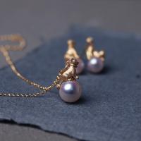 Collar de perlas de plástico, Plata de ley 925, con Perlas plásticas, chapado, para mujer, dorado, longitud:45 cm, Vendido por UD